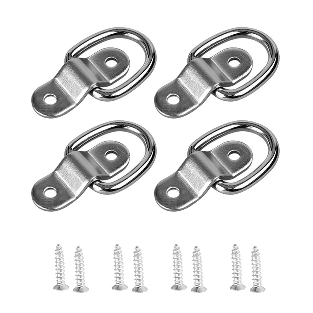 Tie Down Anchors Black D Ring Eyelets 304 Stainless Steel 6 Mm Thick Ring 3 Mm Reinforced Base Pre-drilled Holes