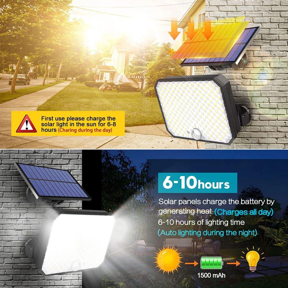 Upgrade Solar Lights Outdoor 190LED 3 Modes Motion Sensor Flood Lights with Remote IP65 Waterproof Security Solar Lights for Outside