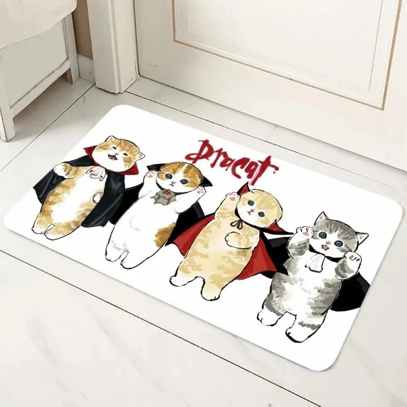 Cute Cat Pattern Door Mat Decoration Home Bathroom Mats Suitable for Various Environments Non-slip Resistant To Dirt Carpet