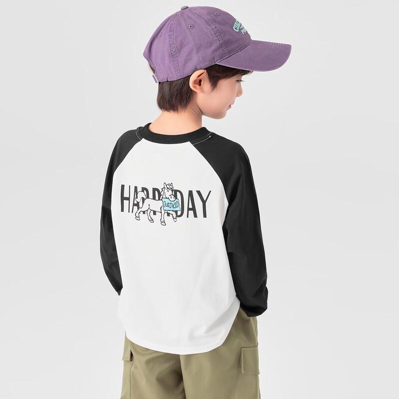 Boys  Pure Cotton Color-Blocked Raglan Pony Print Long Sleeve T-Shirt 140