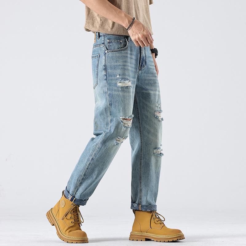 Nuovi Jeans Harem Larghi Retro Americani Lavaggio Conico Strappati Lunghi