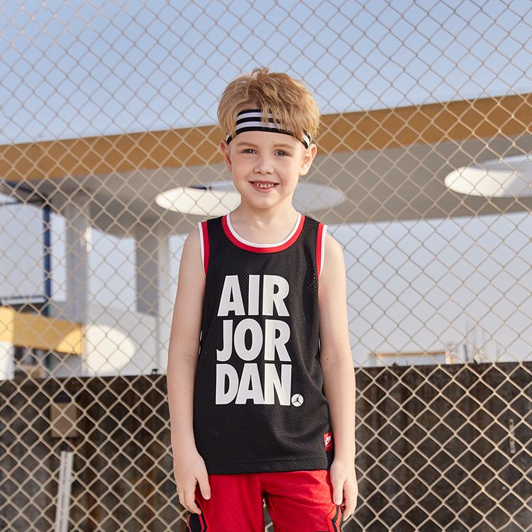 Jordan Atmungsaktives Mesh Sport Tank Top Basketballtrikot Kinder Tops Schwarz JD2122004GS-001