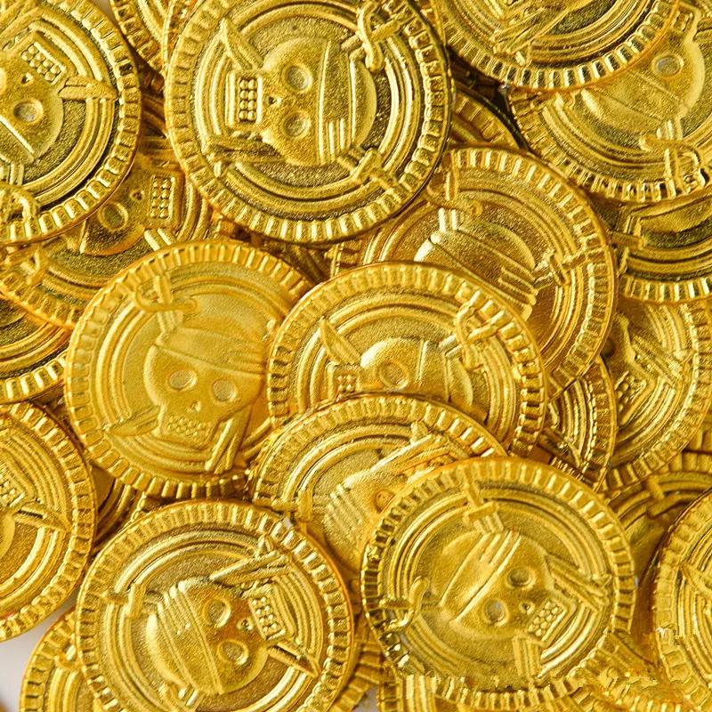 Wholesale Gold Coins Pirate Treasure Game Halloween Kids Play Money Pirate Party Props Children Party Decore  Christmas Decor