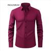 Men's Non-Iron, Anti-Wrinkle Long-Sleeve Cardigan Shirt, Large Size, Stretchable Fabric.