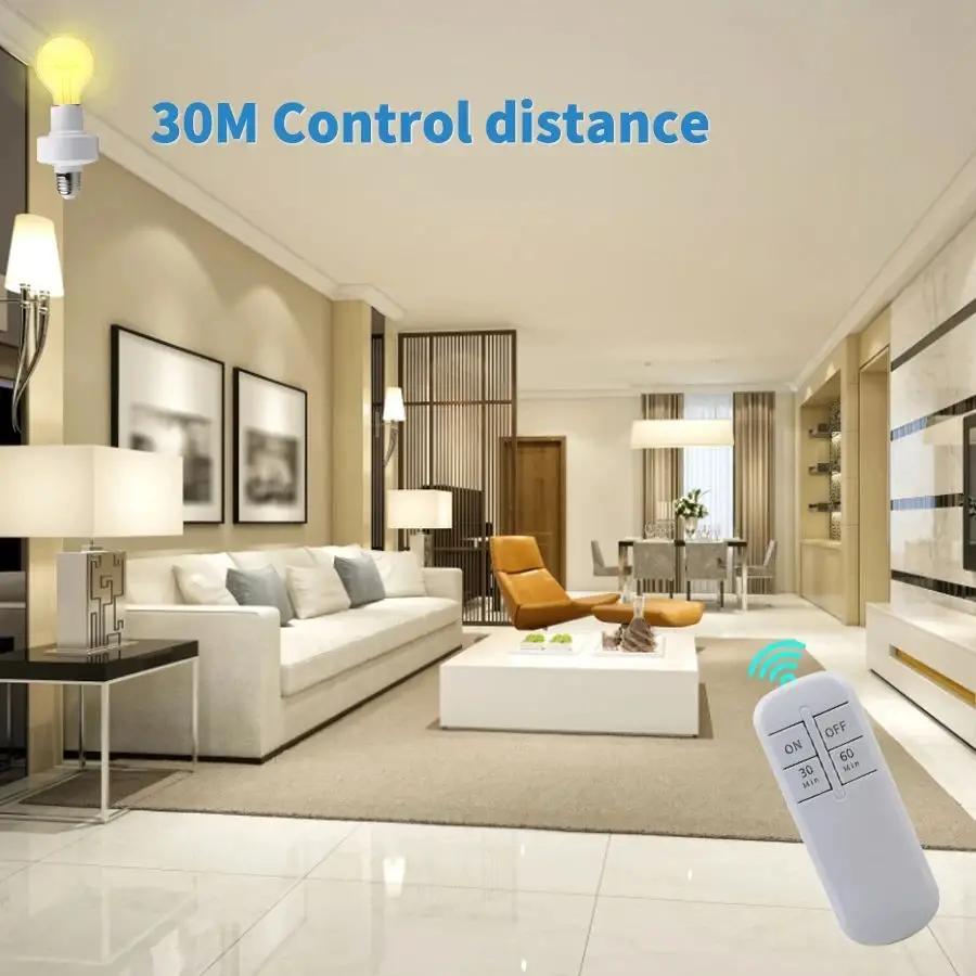 E27 Smart Light Bulb Socket RF 433MHz Wireless Remote Control Lamp Bases Smart Timer Switch For Pendant Ceiling Chandelier Light