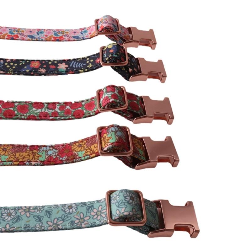 Fashion Dog Collar+Leash+Necktie Set Completes with Colorful Floral Print Bow Perfect for Pets Outstanding in the Crowd