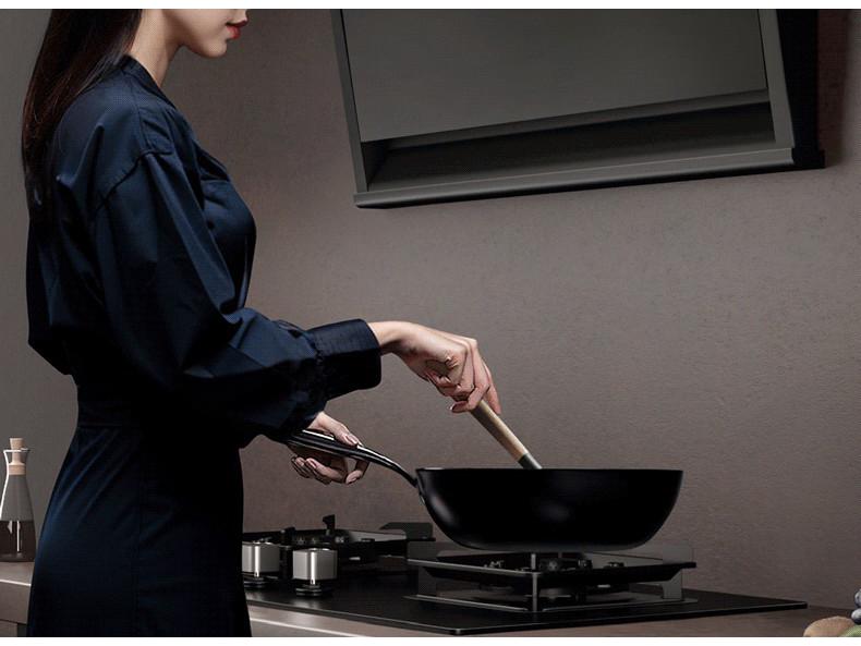Haotaitai High-Suction Kitchen Range Hood with Automatic Cleaning, 7-Shaped Top, and Side Double Suction for Apartments