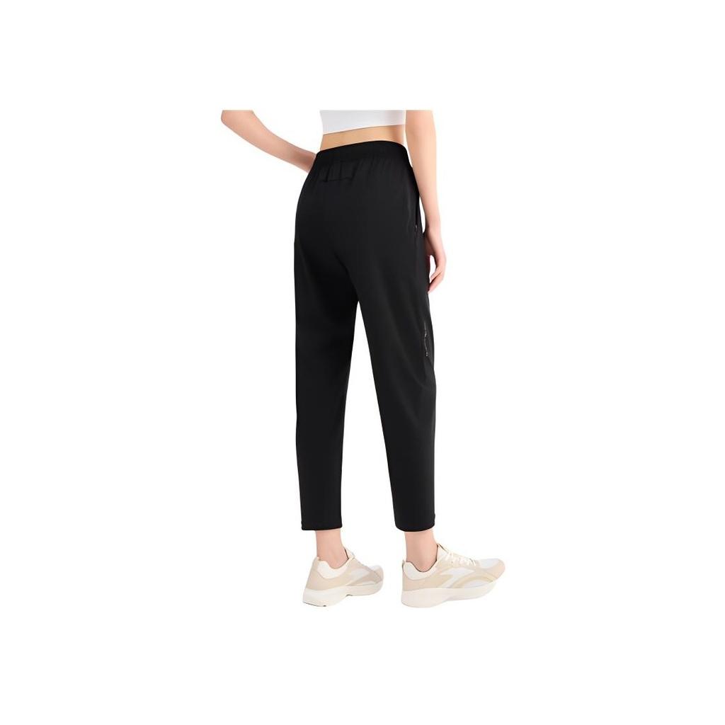 Anta Training Series Solid Color High Waist Straight Leg Thin Nine Point Casual Pants Women Pants Black 162427309-3