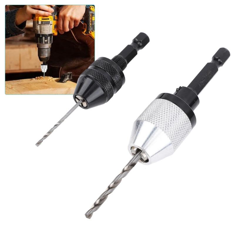 2PCS Keyless Drill Chucks With 10PCS Bits 1/4 Inch Hex Shank Drill Chuck Fast Change Converter Extension Screwdriver Drill