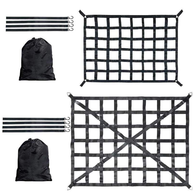 1set Heavy Cargo Net for Truck Bed Polyester Mesh with 4 Adjustment Straps and 1 Storage Bag For Most Pickup Truck Tailers