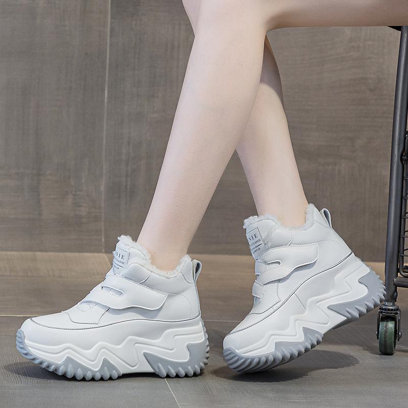 985 Leather Women's Shoes Autumn and Winter New Muffin Thick Sole Inner Height Increase Sports and Leisure Shoes Old