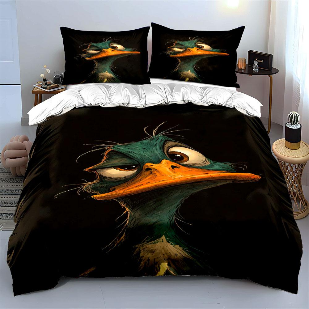 Cartoon green duck illustration. Bedding sets Duvet cover sets Duvet covers Pillowcases(1 * Duvet Cover 2 * Pillowcases, without duvet insert)