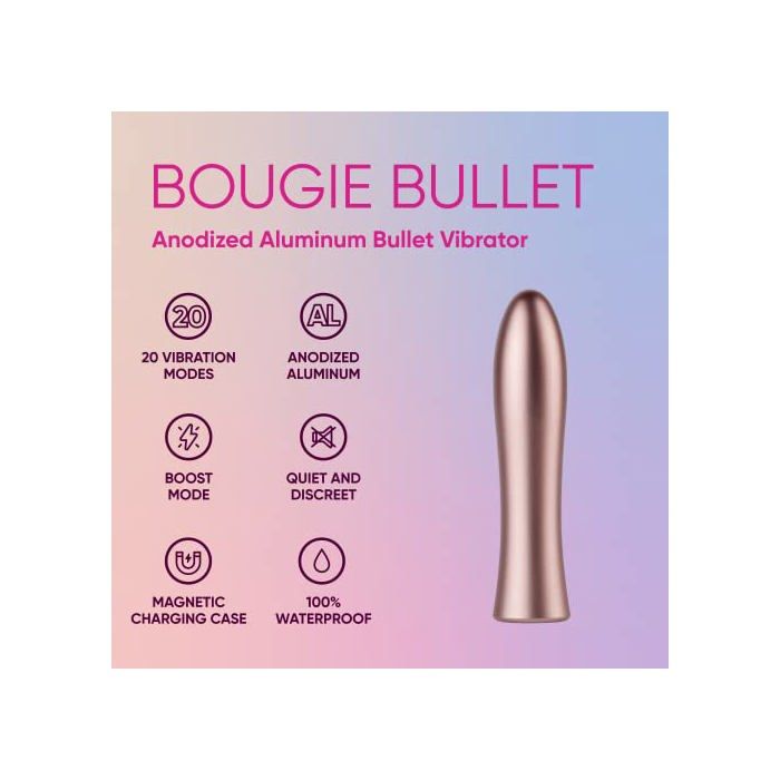Vibromasseur Bullet - Femme Funn - Bougie Or - Étanche - 20 Modes - Ventouse