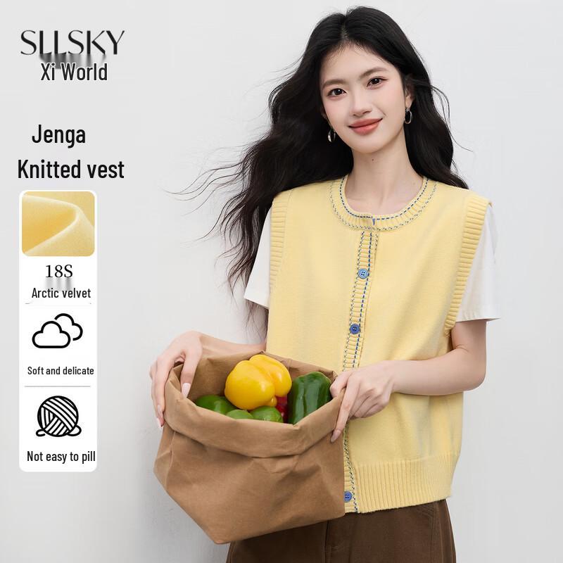 Sllsky Women s Korean Style Knit Vest Cardigan XL