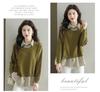 Women's Fake Two-Piece Knit Top with Shirt Collar - Stylish Autumn 2025 Sweater
