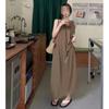 High-end temperament neck open shoulder strap dress women's summer elegant new sleeveless vest drape dress