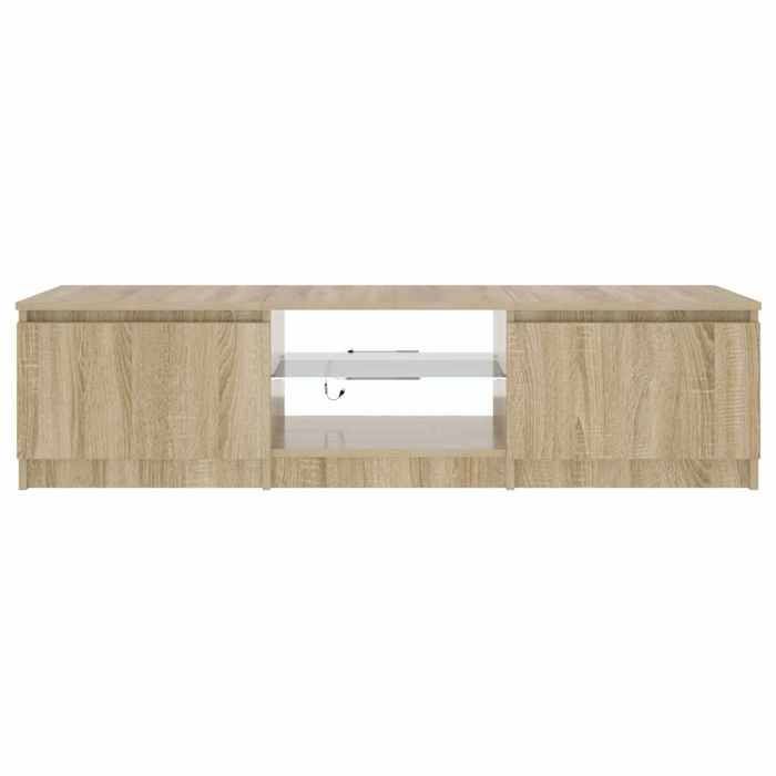 vidaXL Meuble TV avec lumières LED Chêne fumé 140x40x36 cm, support TV, armoire média, armoire hifi, unité TV, unité média 822681