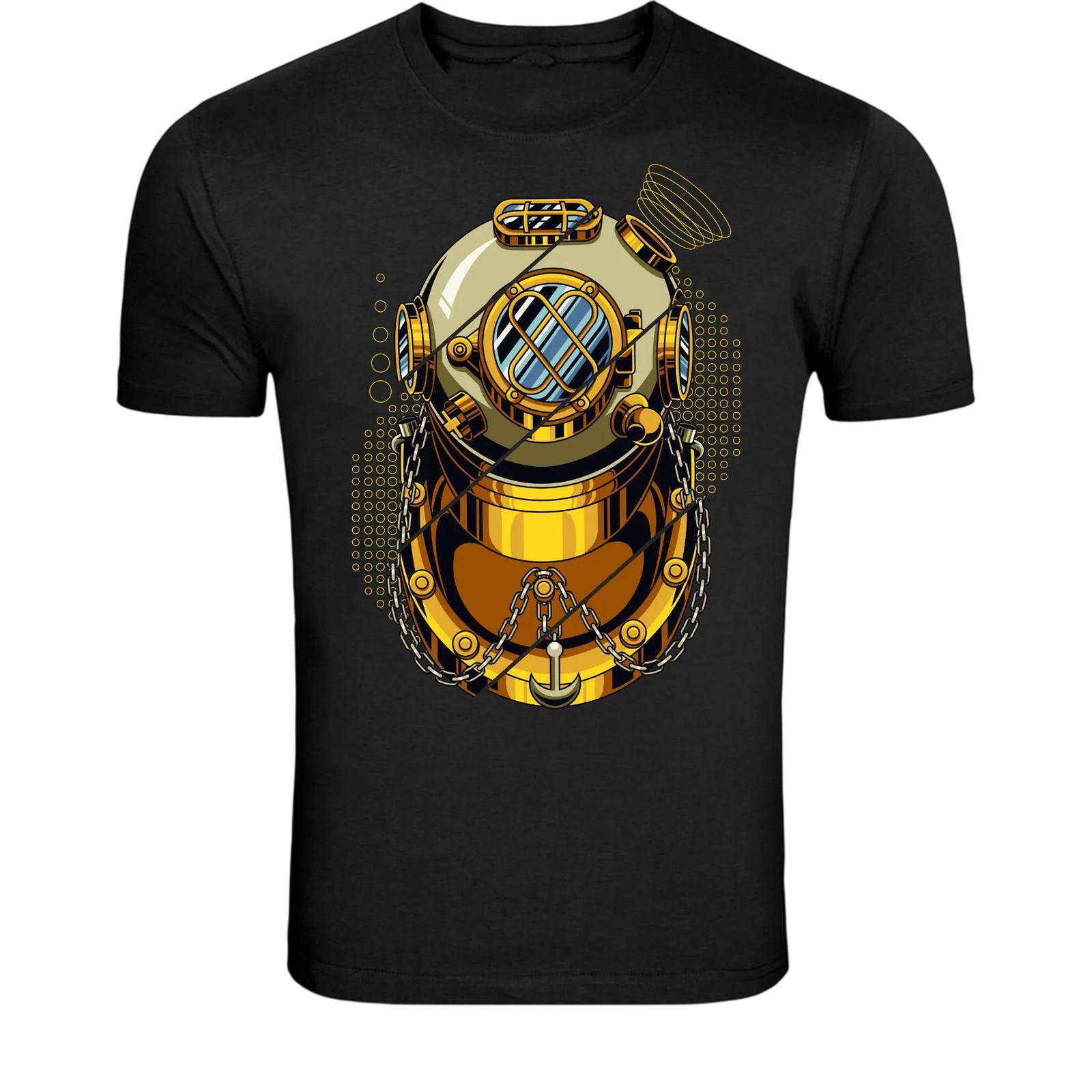 Vintage Diving Helmet T-Shirt - Retro Deep Sea Diver Graphic Tee XXL