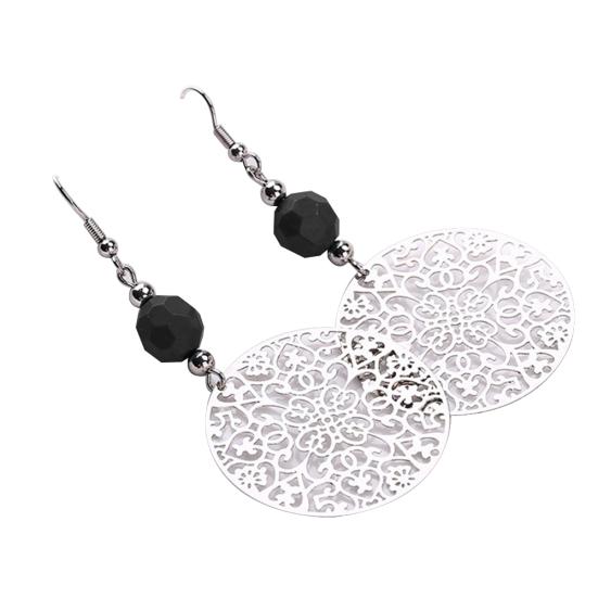 Vintage Women Hook Earrings Big Hollow Round Flower