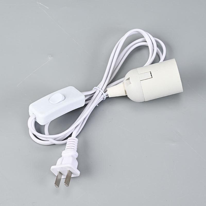 

E27 Two-Pin Lamp Holder with Switch Cord, Pendant Socket 0.5mm² White Cord with Switch - 1M
