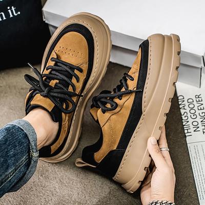 Modeschuhe für Herren Hochwertiger Plateau-Board-Schuh Big Head Trend Leder-Sneaker Studenten Outdoor-Freizeit Herrenschuh Zapatillas Hombre