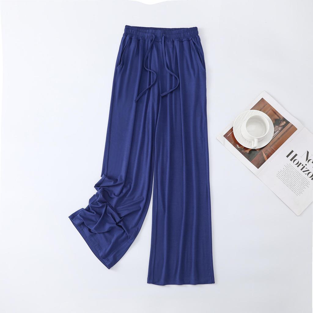 "Sommartunna vida randiga pyjamasbyxor - Casual, lösa, mångsidiga och passform i stor storlek."