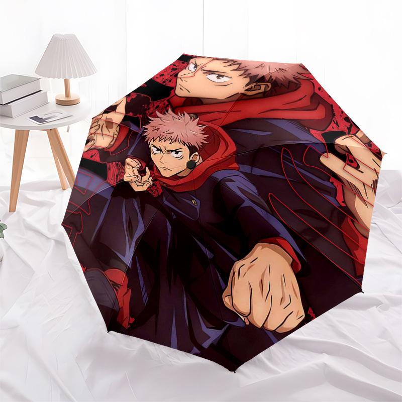 

1pc Jujutsu Kaisen Design Automatic Opening Closing Umbrella with Portable Tri-Fold Design, 8-Bone Iron Frame, Outdoor, Perfect Gift for Fans, Travele