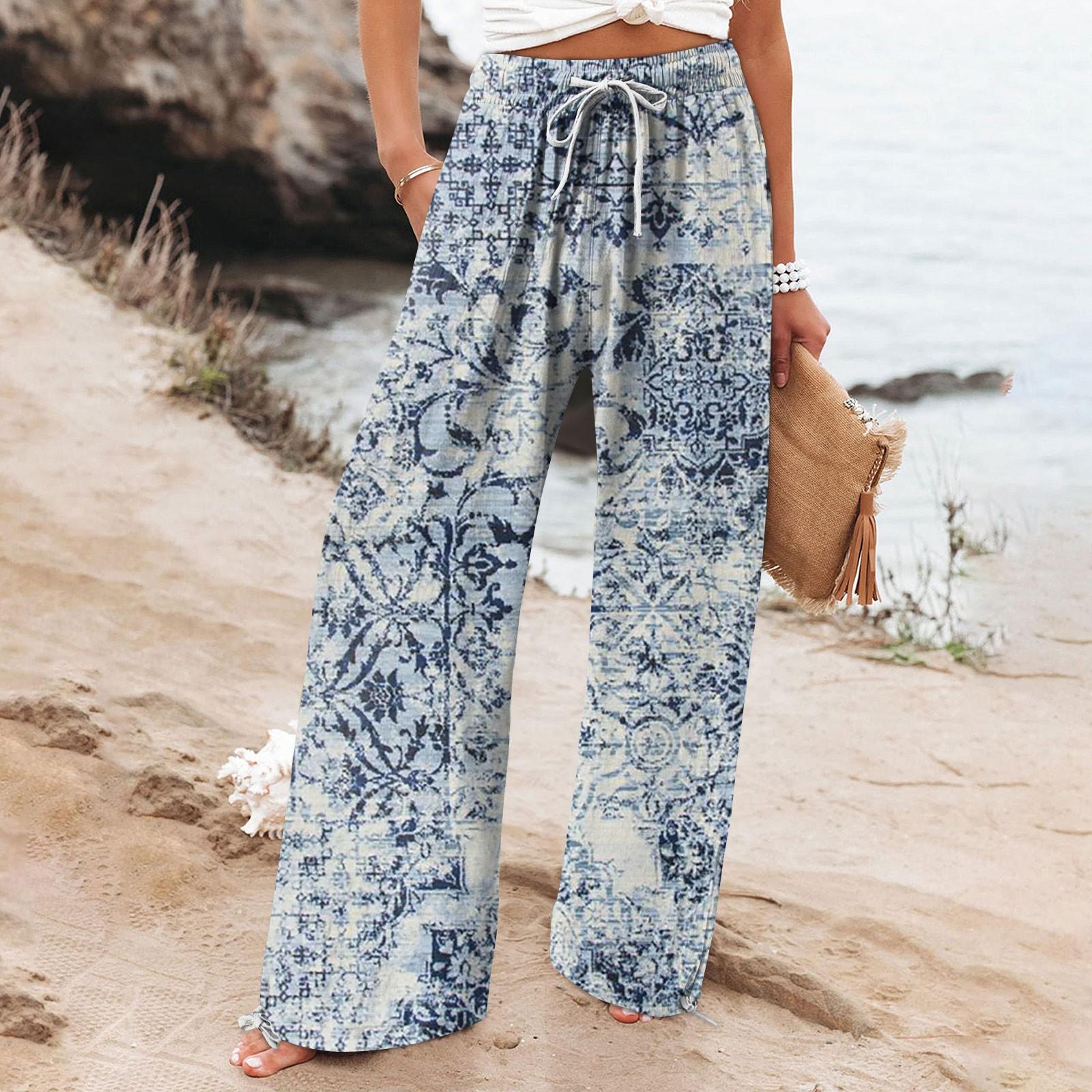 

Жіночі повсякденні широкі штани з 9 штанів із високою талією, бавовняні льони, широкі довгі штани з кишенями S