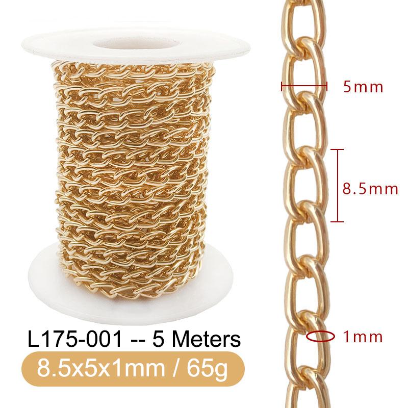 5M Metal Aluminum O-Shaped Chains Twist Chain for DIY Necklace Bracelet Jewelry Making Clothing Bag Component Accessory Supplies