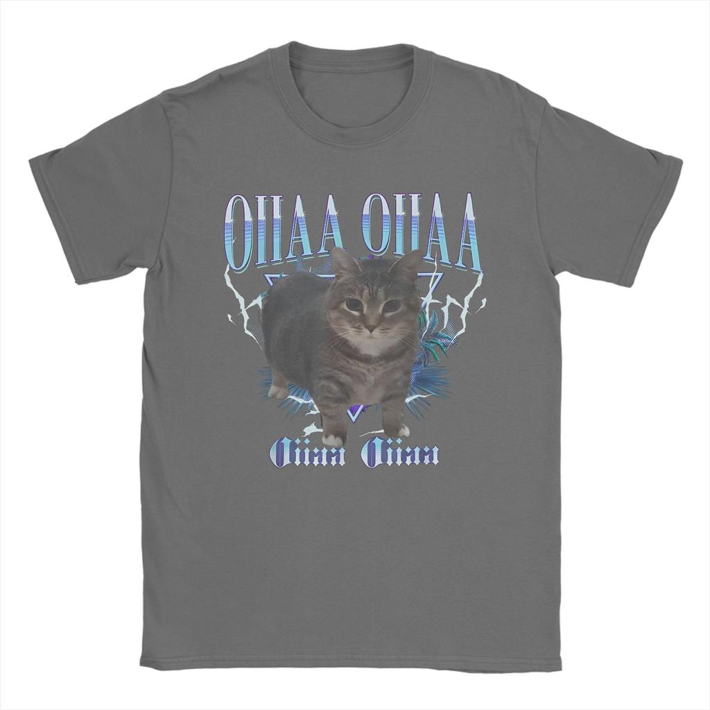 Men's OIIAA OIIAA Funny Spinning Cat Meme T Shirts Humor Brainrot Cotton Merch Awesome Short Sleeve Crew Neck Tees Gift T-Shirts
