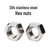 Feiquan M8 304 Stainless Steel Hex Nuts (20-Pack)