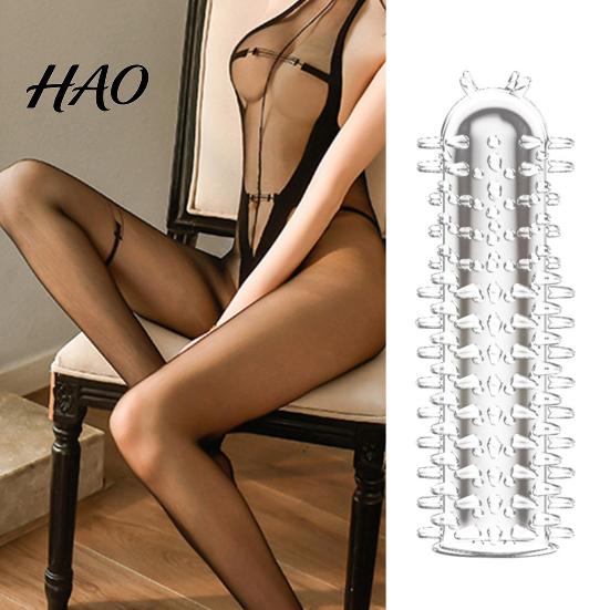 Male Condoms 5Pcs/Set Men External Use Soft Transparent Sexual Stimulation Sex Toy Large Particles Penis Sleeves Spike for Couple