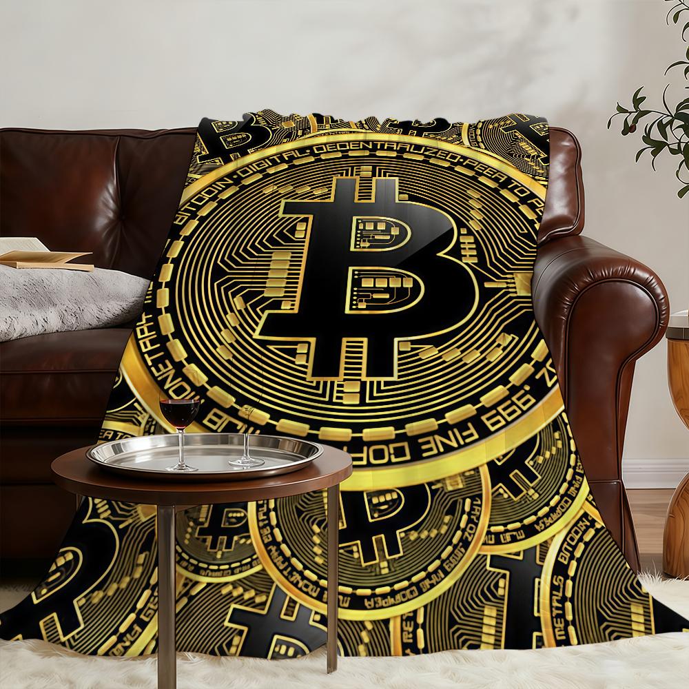 Bitcoin Money Blanket Soft Warm Furry Throw Super Kids Toys Bed Sofa Car Cradle