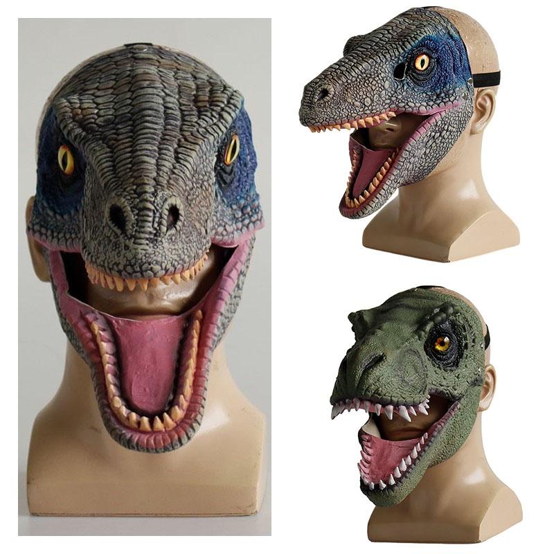 Jurassic World Dinosaur Latex Mask Headgear Tyrannosaurus Rex Halloween Cosplay Prop