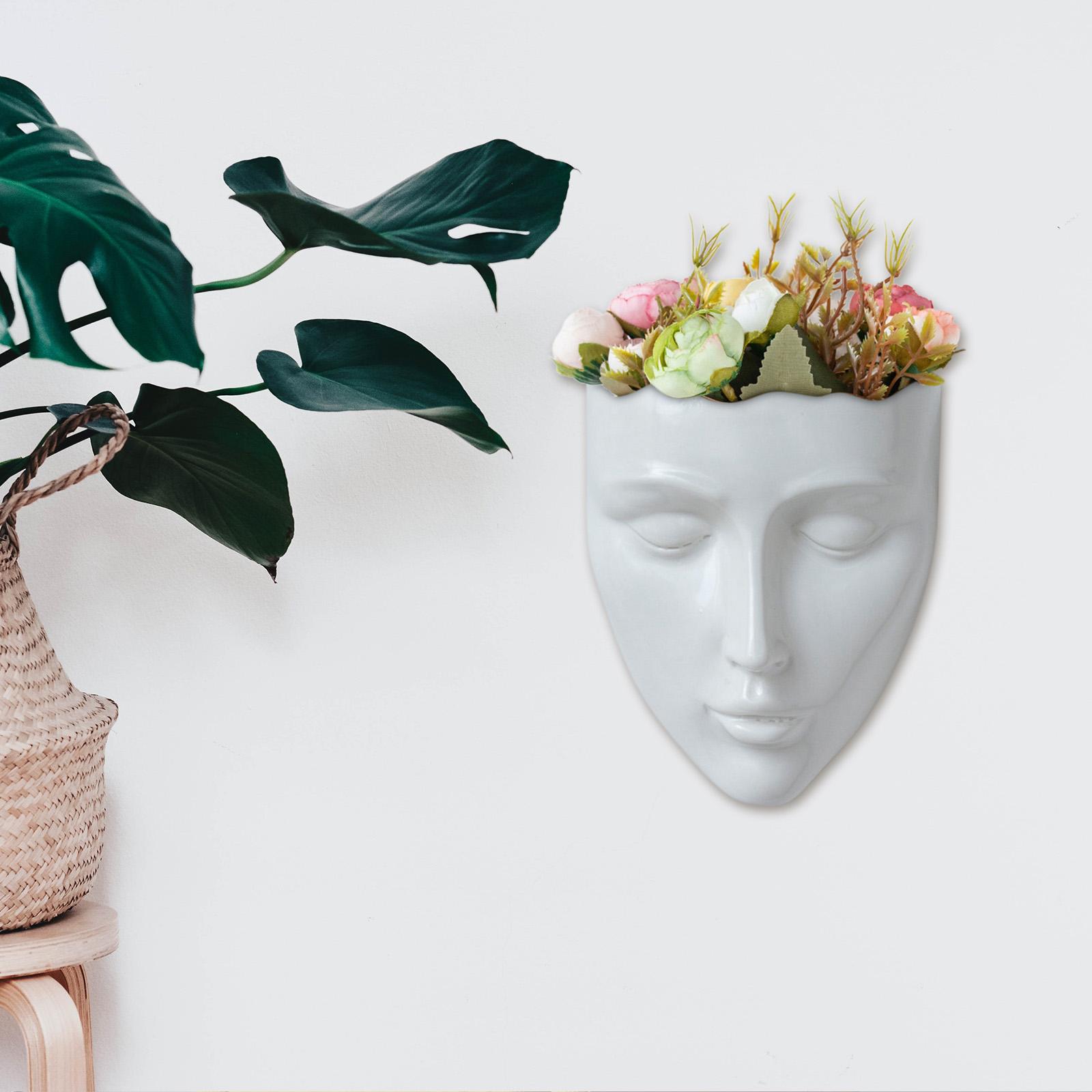 Креативный цветочный горшок в виде лица Цветочный горшок Подвесная корзина Крепление Голова Горшок белый