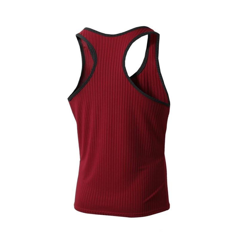 Canotta Sportiva da Fitness da Uomo Slim Fit a Righe Verticali Color Block in Maglia con Schiena a Racer
