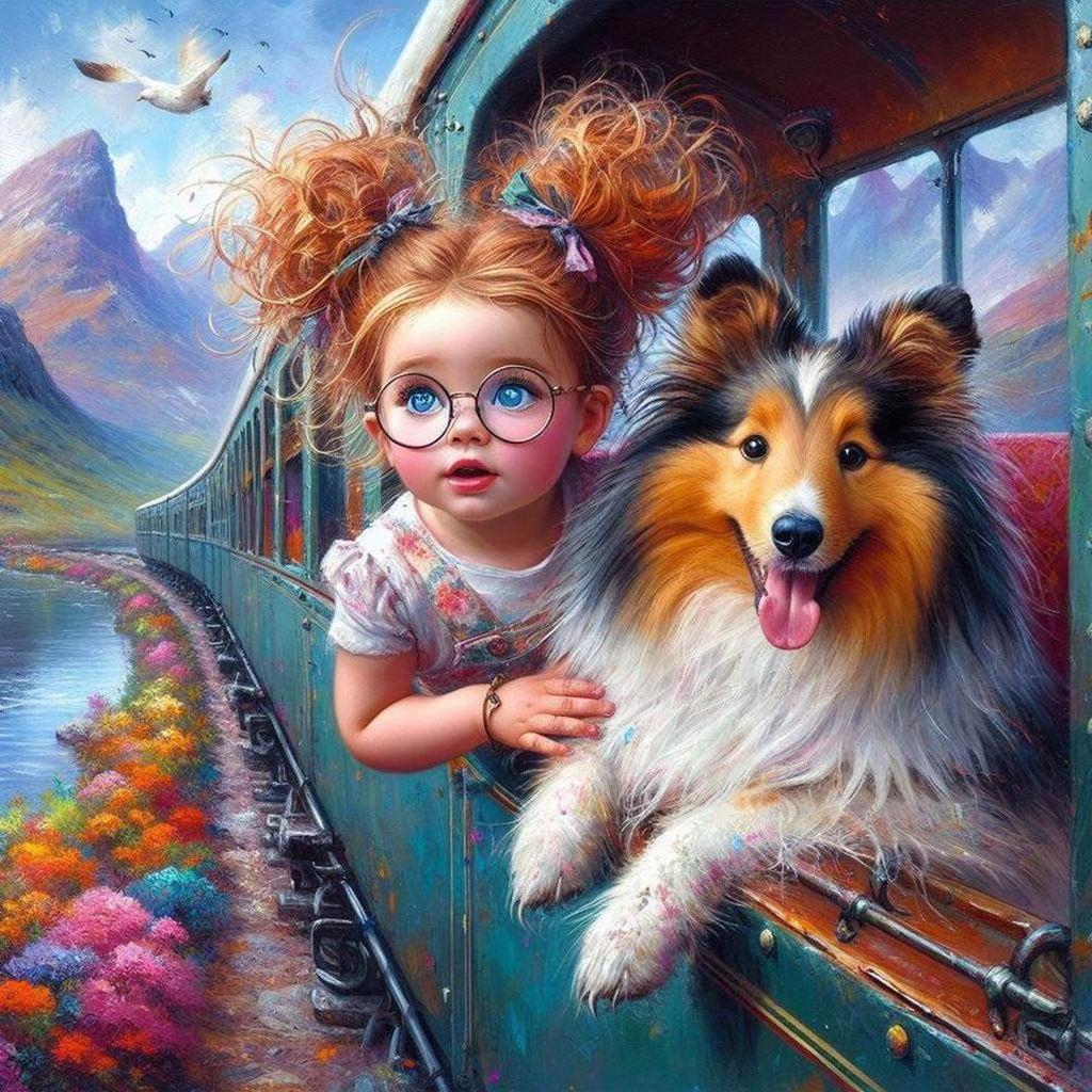 Animal and Girl Full DIY 5D Round Drill Diamond Art Diamond Painting for Adults/Beginners Gift Idea Home Wall Decor 40x40cm