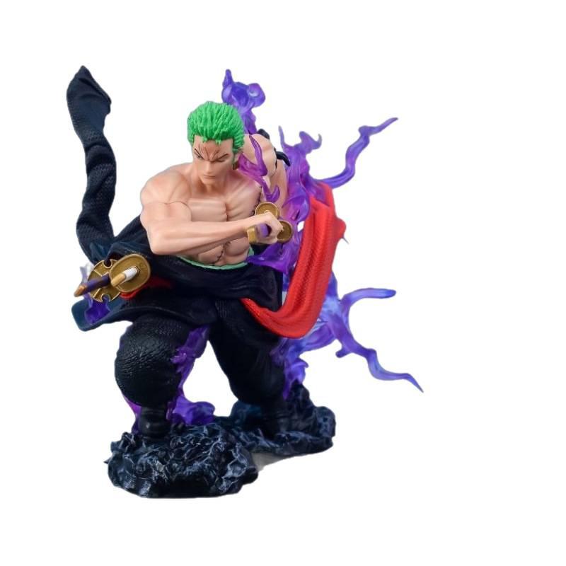 One Piece Figure Drift Sauron Double Head Carving Animation One Piece Surrounding Statue Straw Hat Group Luffy Model Ornament