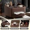 Paper towel holder and storage box-modern farmhouse style rectangular plastic box with paper towel holder