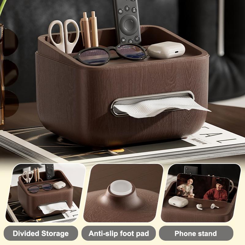 Paper towel holder and storage box-modern farmhouse style rectangular plastic box with paper towel holder