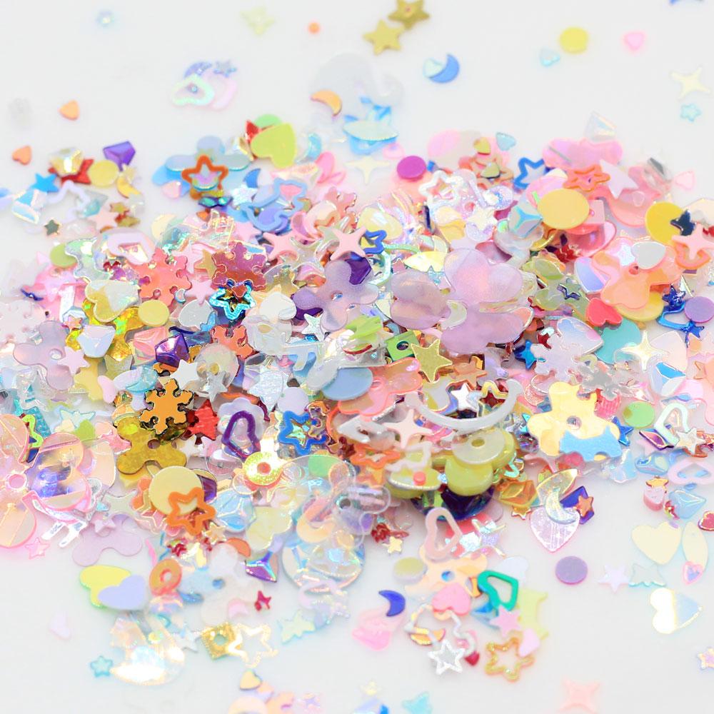 Colorful Heart Star Heart Circle Mix Flakes for Diy Scrapbook Nail Art Accessories