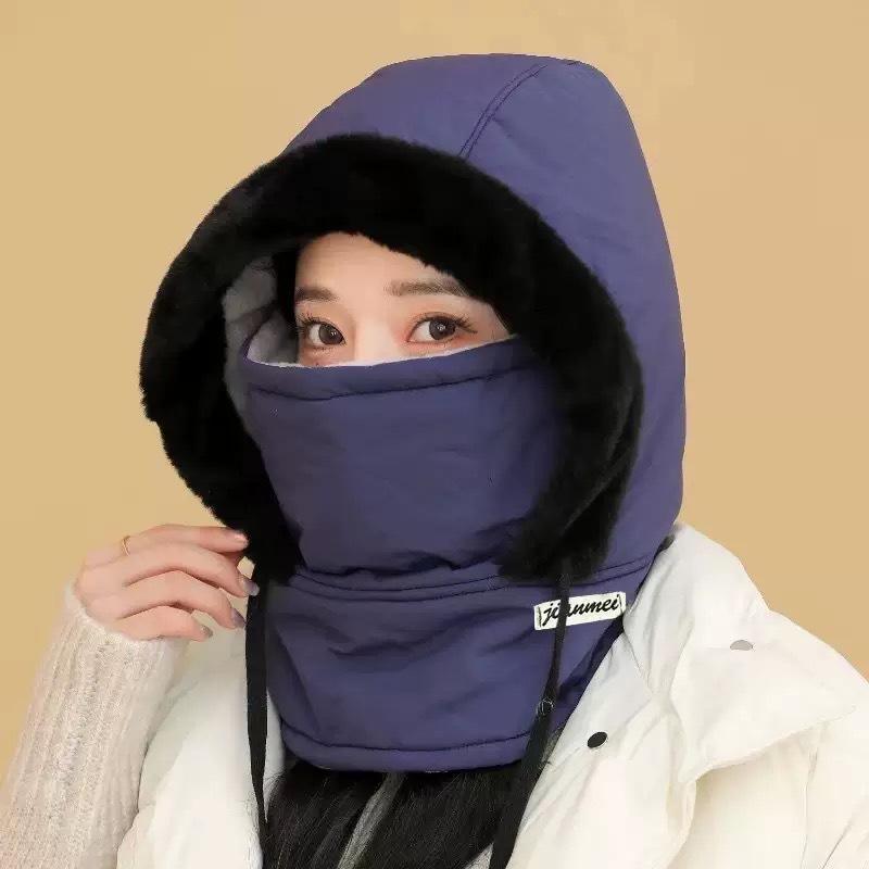 Winter Warm Lei Feng Hat for Men and Women, Autumn and Winter Cycling Ear Protection with Thick Velvet and Anti Cold Face Mask, Neck Integrated Hat
