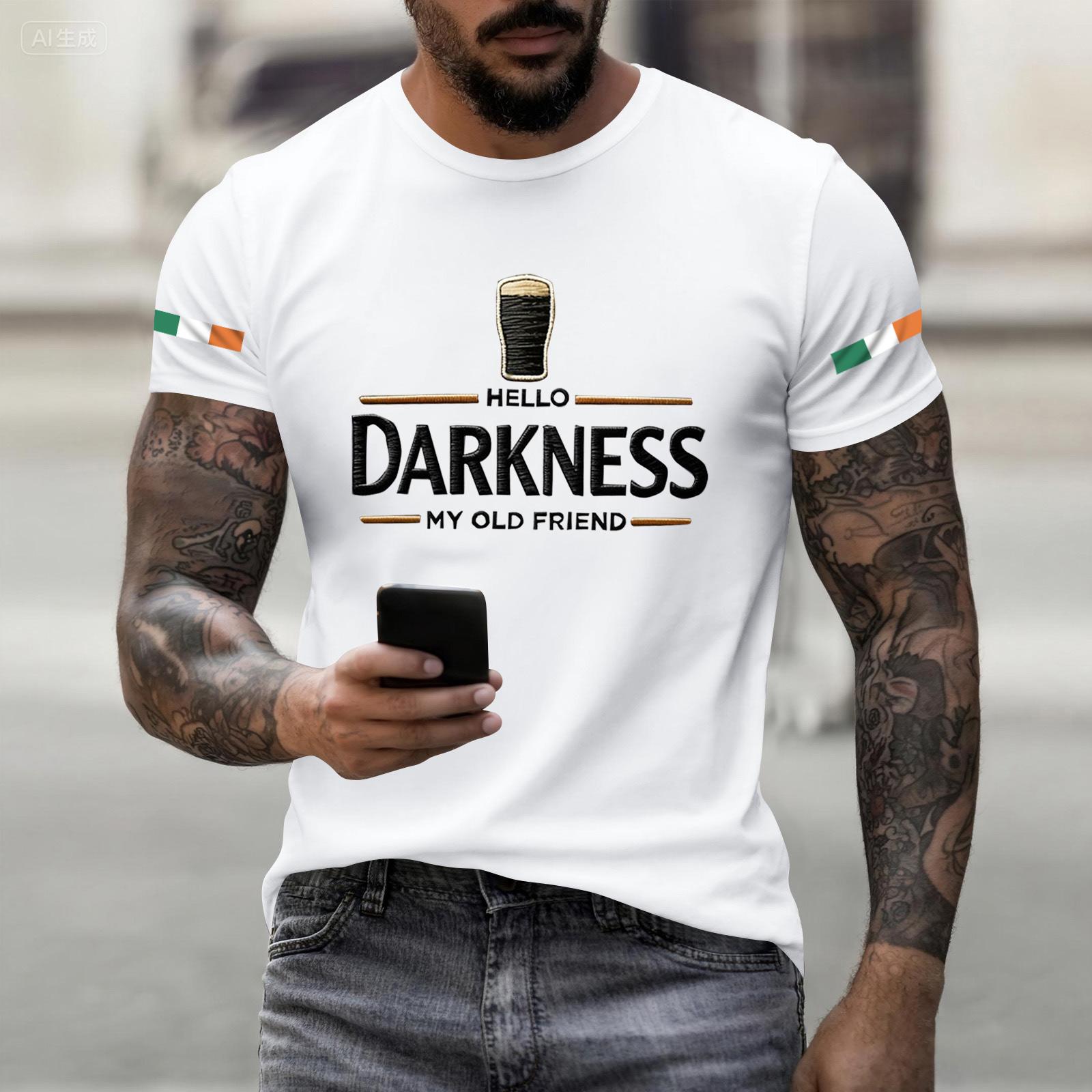 Fashionable Round Neck Short Sleeve Work Clothes Printed Tops For Mens Summer Tops XL белый 1500₽