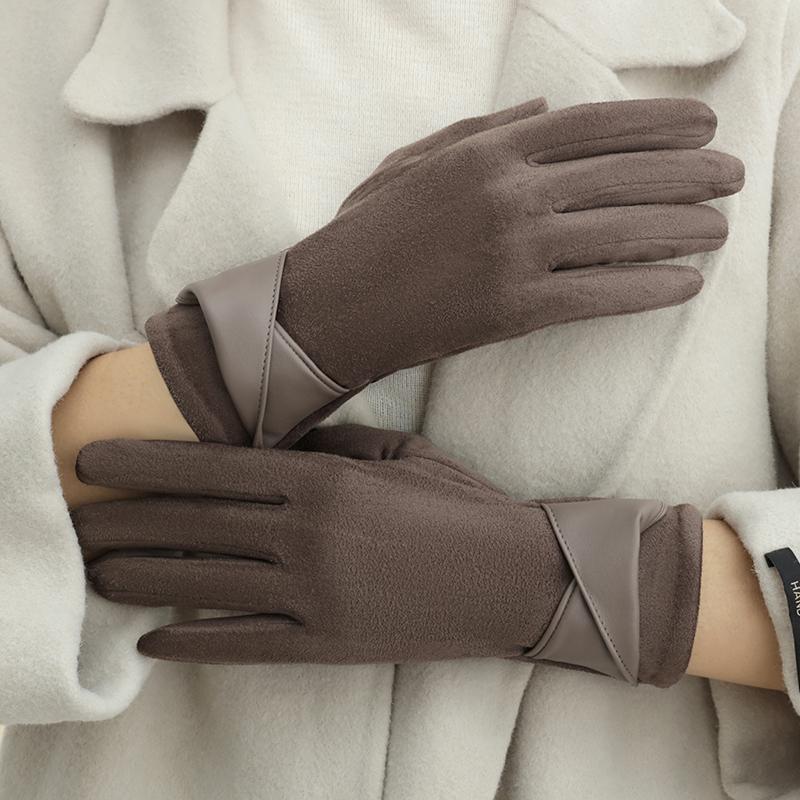 Warm Gloves with Velvet, Suitable for Women To Use In Winter, Touch Screen Elegant Bow Accessories, Cycling and Driving Gloves
