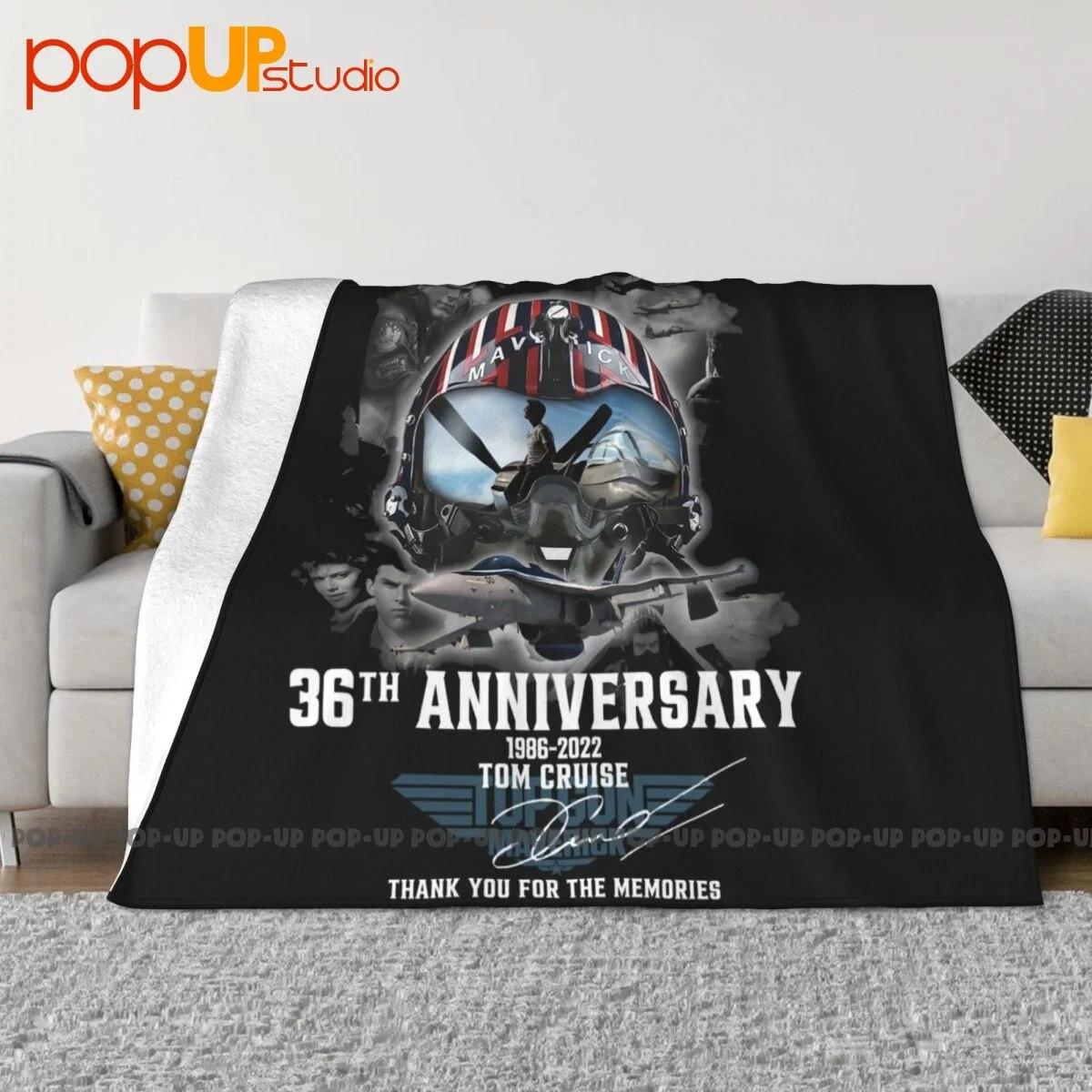

Top Gun 36 Years Of 1986 2022 Tom Cruise Signature Blanket Warm Bedroom Comfortable Bedding Throws Machine Washable