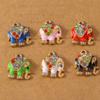 10pcs Enamel Crystal Rhinestones Animal Elephant Pendants Charms for Jewelry DIY Earrings Necklace Bracelet Accessories