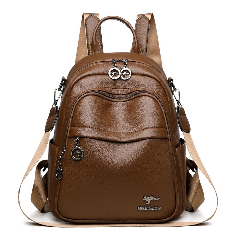 Women's PU Backpack Large Capacity Travel Multi-function Shoulder Bag