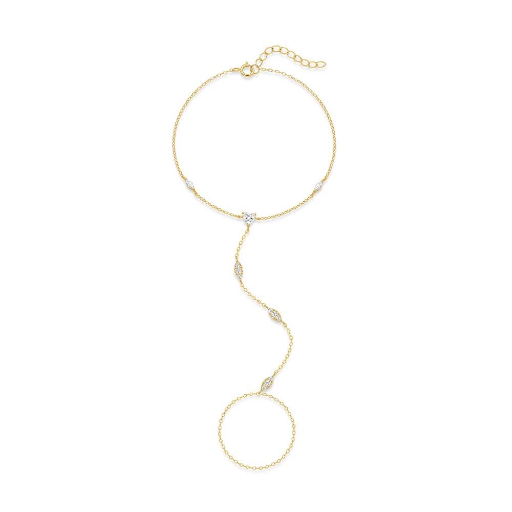 CANNER 925 Silber Herzform Blütenblatt CZ Funkelnder Zirkon Armband Ring Kette Für Frauen Minimalismus Handkette Armbänder