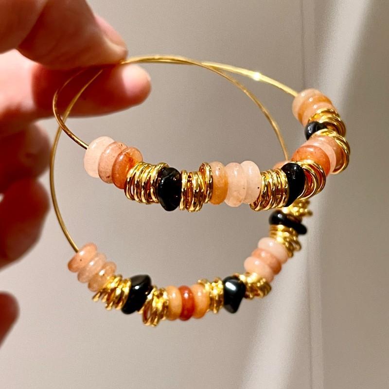 Natural tiger's eye stone series stud earrings for women Maillard exquisite retro earrings niche light luxury high-end temperament earrings