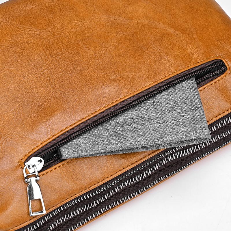 WEIXIER Men's Leather Crossbody Shoulder Bag Waterproof Messenger Bag Briefcase Satchel Travel Bag Casual Bag